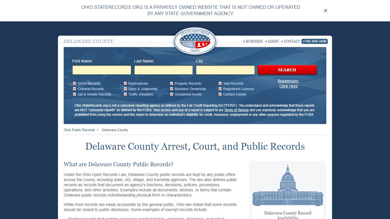 Delaware County Arrest, Court, and Public Records